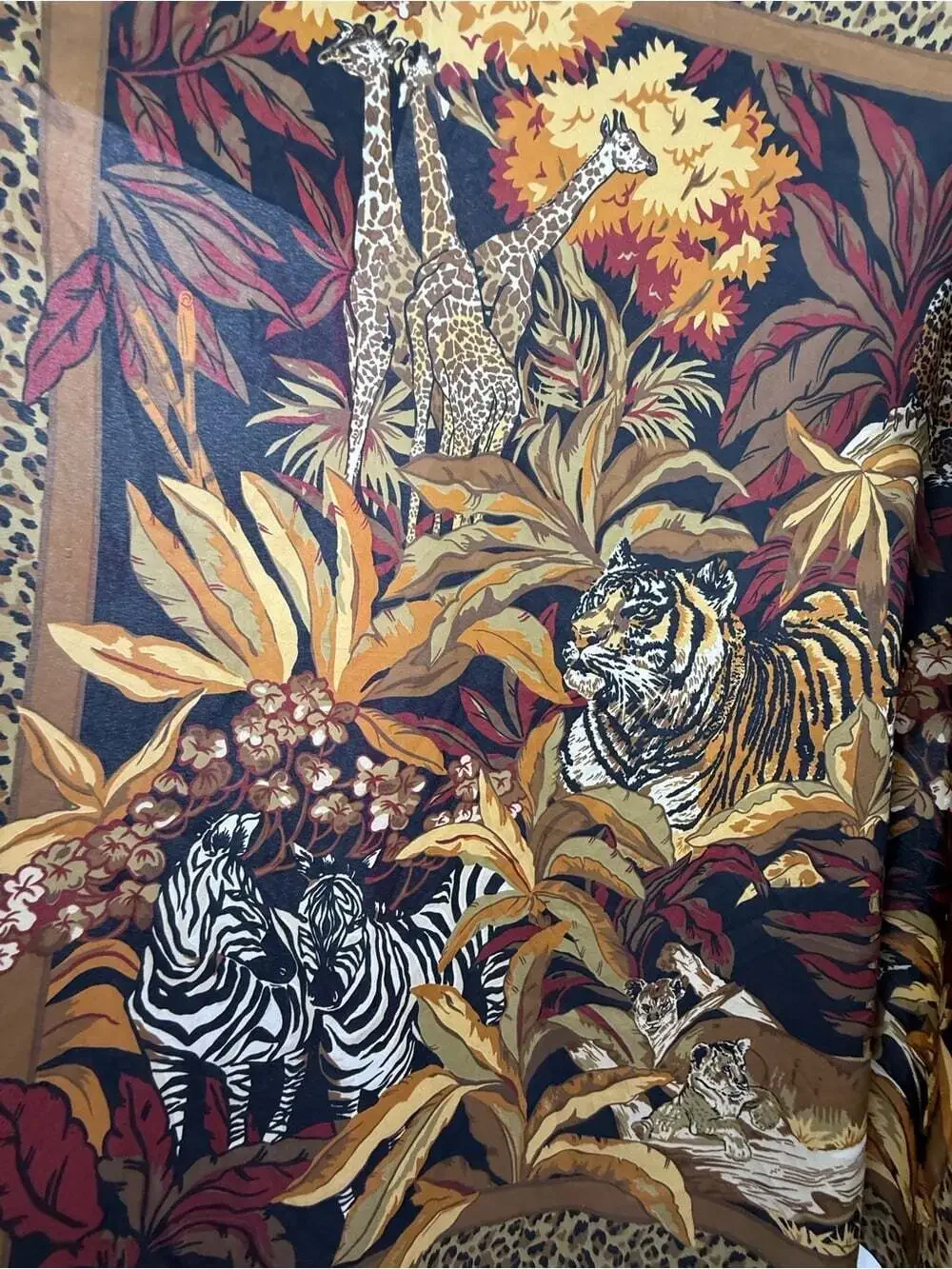 Scarf or tapestry wall Wildlife Print Women's Scarf Wrap in Brown & Black